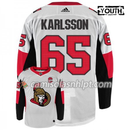 Camisola Ottawa Senators ERIK KARLSSON 65 Adidas Branco Authentic - Criança